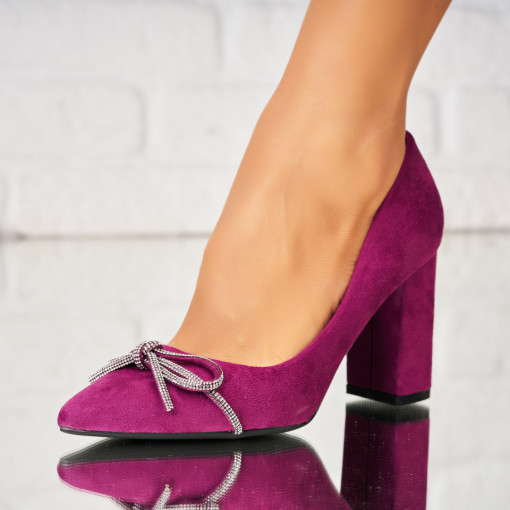 Pantofi dama cu toc Mov din Piele Ecologica Intoarsa Iyoranna - Img 2