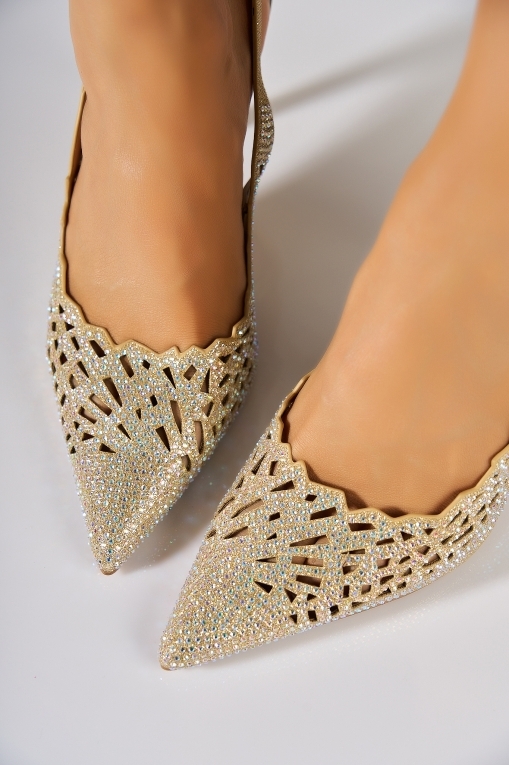 Pantofi dama eleganti Auriu din Glitter Arynna - Img 3