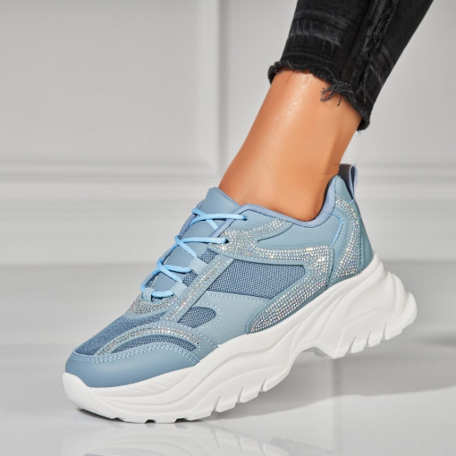 Adidasi Dama Albastri din Piele Ecologica Ivana - Img 3