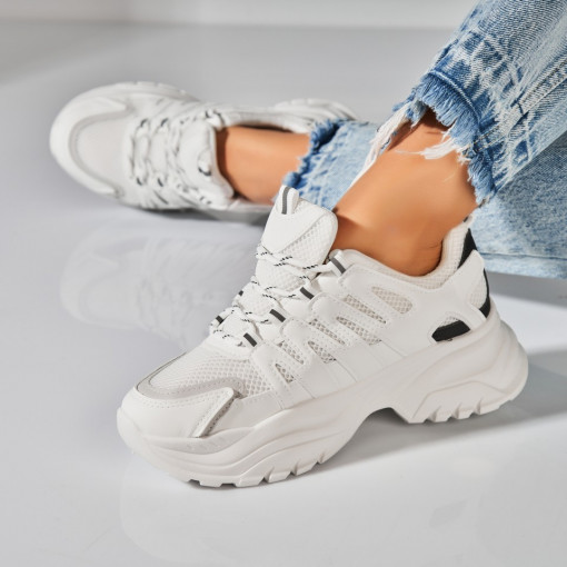 Adidasi Dama Albi din Piele Ecologica Aiana - Img 2