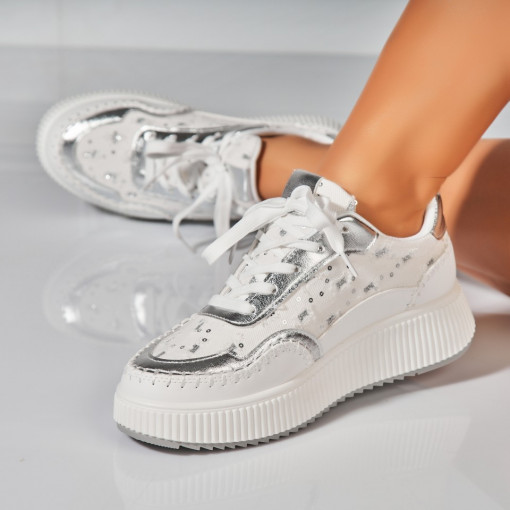 Adidasi Dama Albi din Textil Azel - Img 3