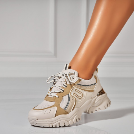 Adidasi Dama Bej din Piele Ecologica Zahlee - Img 2