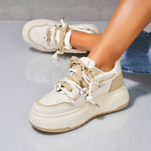 Adidași damă Piele Ecologica Bej Deya - Img 3