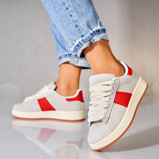 Adidași damă Piele Ecologica Intoarsa Gri Cynia - Img 2