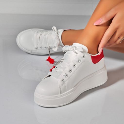 Adidasi Dama Rosii din Piele Ecologica Kinlyn - Img 3