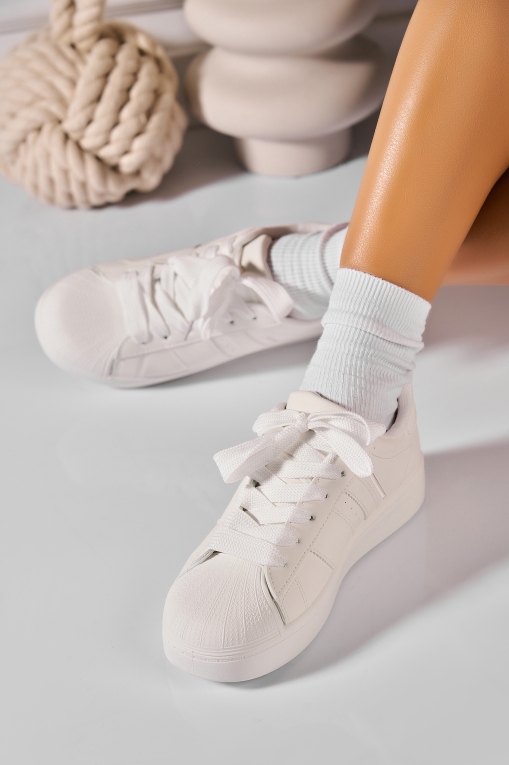Adidași de damă Piele Ecologica Alb Akeyla - Img 3