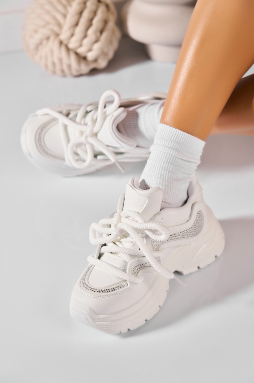 Adidași de damă Piele Ecologica Alb Avalia - Img 2