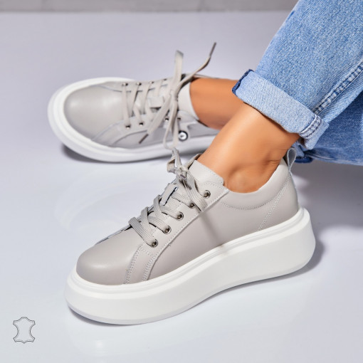 Adidasi Piele Naturala Gri Tryce - Img 2