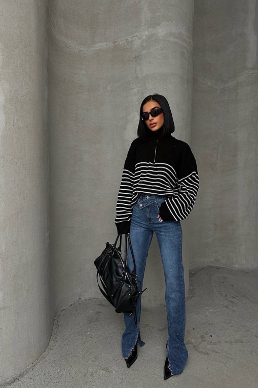 Blugi Dama Drepti Bleumarin Gulista - Img 4