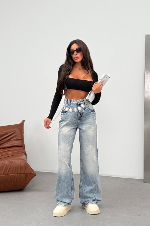 Blugi Damă Oversize Albastri Cyanne - Img 5