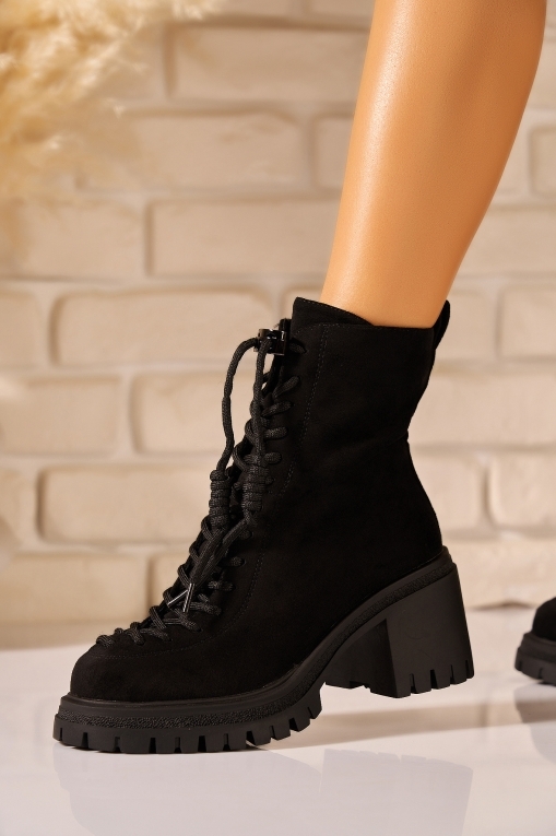 Botine dama Imblanite Negre din Piele Ecologica Intoarsa Zhavia - Img 3