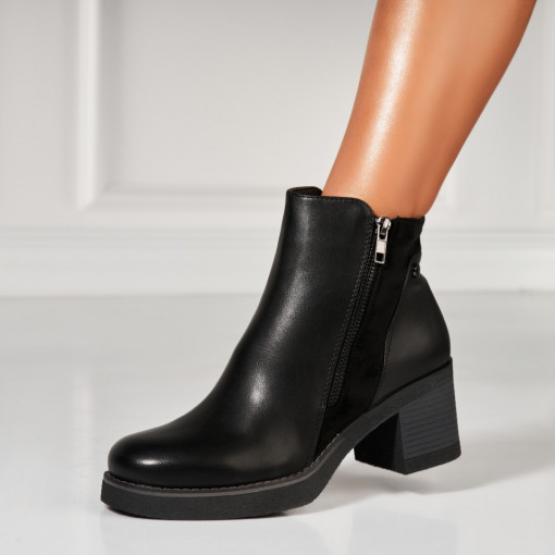 Botine dama Imblanite Negre din Piele Ecologica Jonella - Img 2