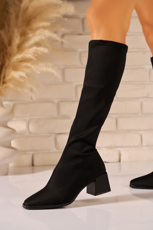 Cizme cu toc Textil Negru Salomie - Img 2
