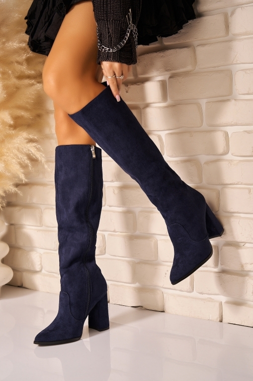 Cizme Dama Imblanite Bleumarin din Piele Ecologica Intoarsa Helaina - Img 3