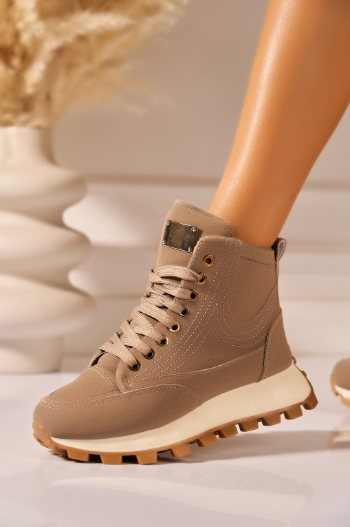 Ghete Dama Imblanite Kaki din Piele Ecologica Tabacita Emaira - Img 3