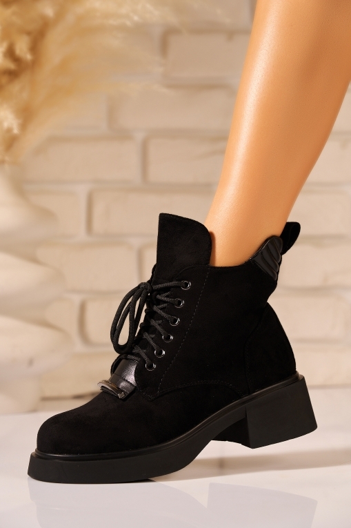 Ghete Dama Imblanite Negre din Piele Ecologica Intoarsa Aurelae2 - Img 3