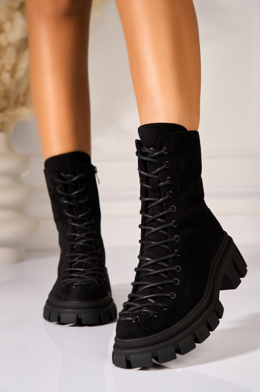 Ghete Dama Imblanite Negre din Piele Ecologica Intoarsa Zera2 - Img 6