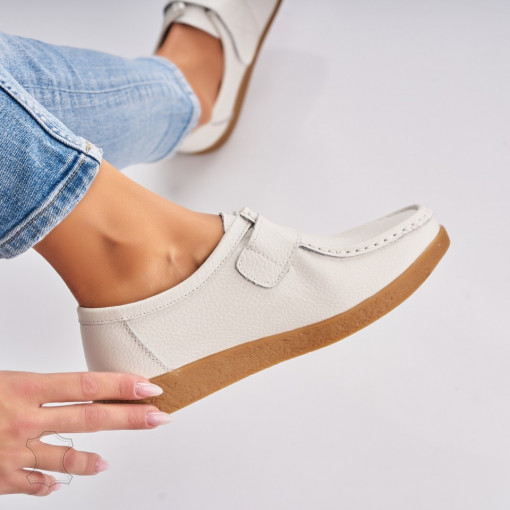 Mocasini dama Piele Naturala Albi Genesi - Img 3