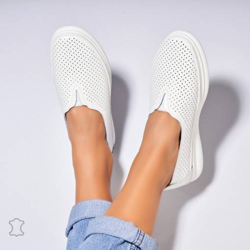 Mocasini dama Piele Naturala Albi Zyere - Img 3