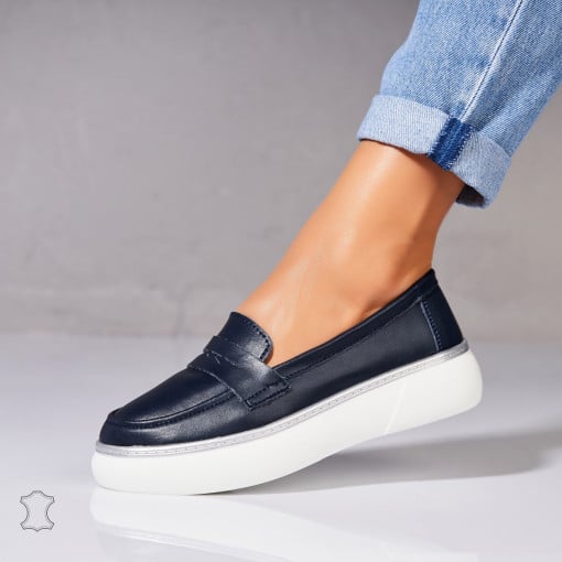 Mocasini dama Piele Naturala Bleumarin Neyda - Img 2