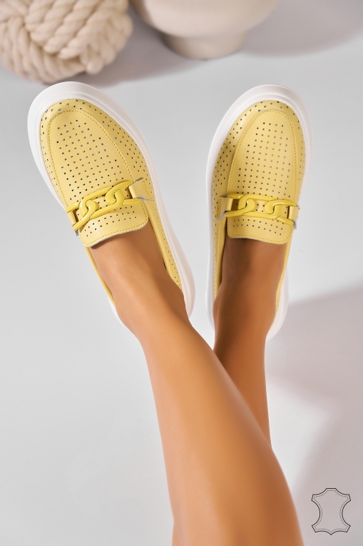 Mocasini dama Piele Naturala Galbeni Aletta - Img 3