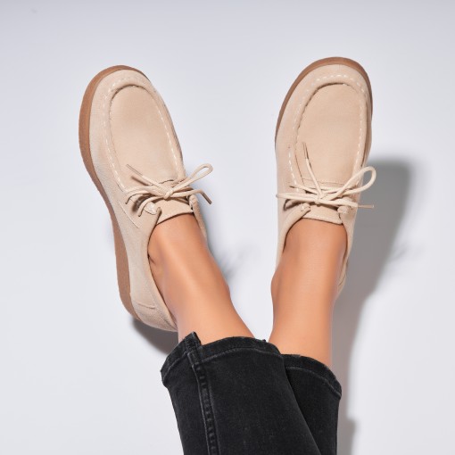 Mocasini dama Piele Naturala Intoarsa Bej Harla2 - Img 3