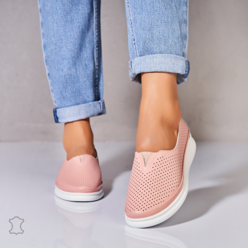 Mocasini dama Piele Naturala Roz Zyere - Img 2