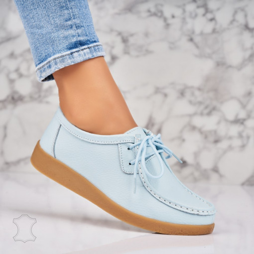 Mocasini dama Piele Naturala Turcoaz Harla - Img 3