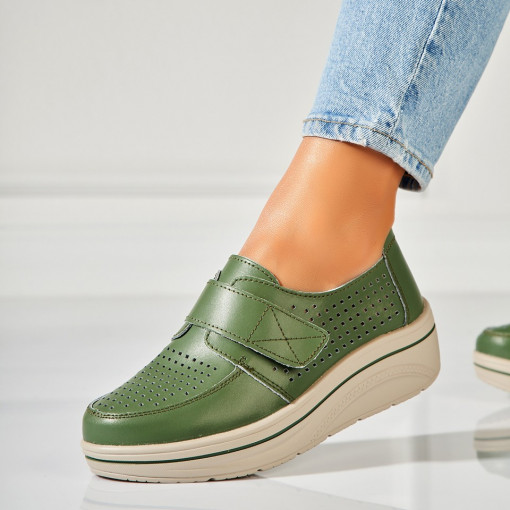 Mocasini dama Piele Naturala Verzi Izana - Img 2