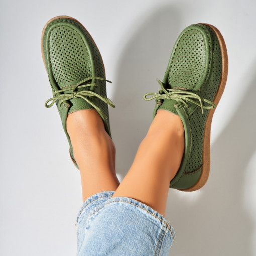 Mocasini dama Piele Naturala Verzi Jyana - Img 4