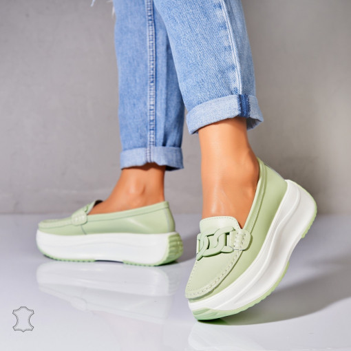 Mocasini dama Piele Naturala Verzi Markai - Img 3