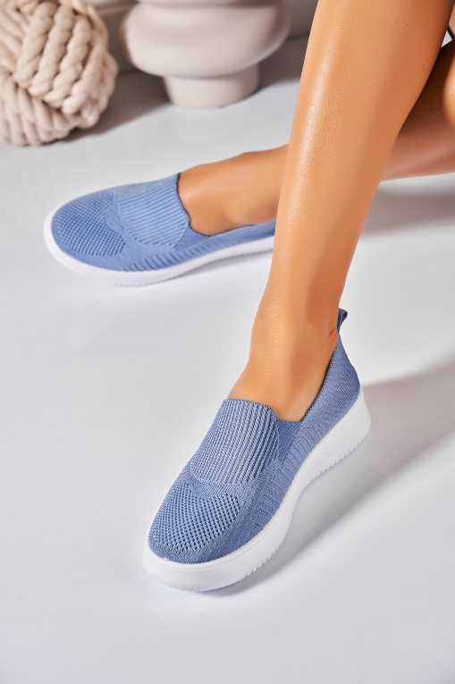 Pantofi dama casual Albastri din Textil Nadya - Img 2