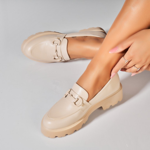 Pantofi dama casual Bej din Piele Ecologica Amias - Img 3