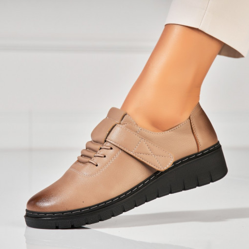 Pantofi dama casual Bej din Piele Ecologica Azya - Img 3