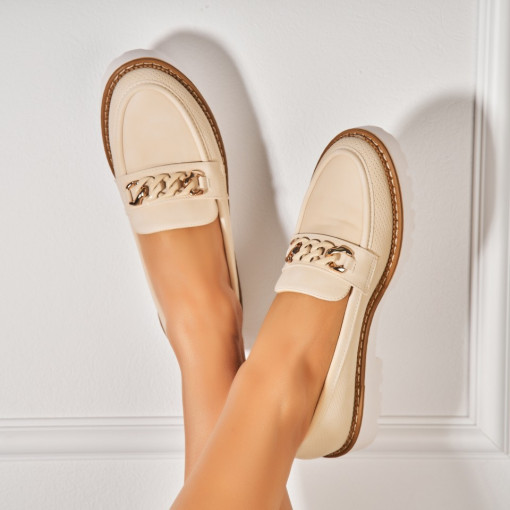 Pantofi dama casual Bej din Piele Ecologica Kamari - Img 2