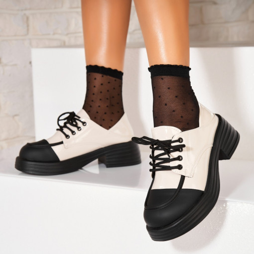 Pantofi dama casual Bej din Piele Ecologica Lacuita Patsy - Img 3