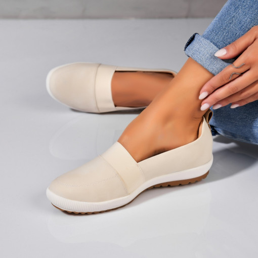 Pantofi dama casual Bej din Piele Ecologica Olesia - Img 2