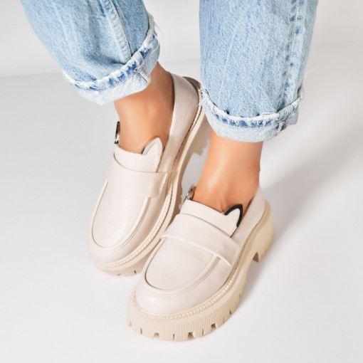 Pantofi dama casual Bej din Piele Ecologica Suhaila - Img 3