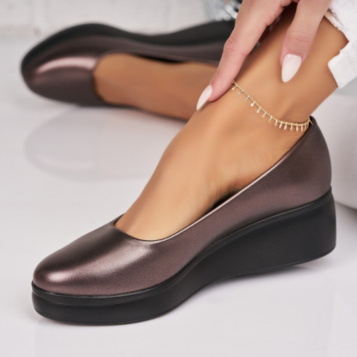 Pantofi dama casual Bronz din Piele Ecologica Penny - Img 2