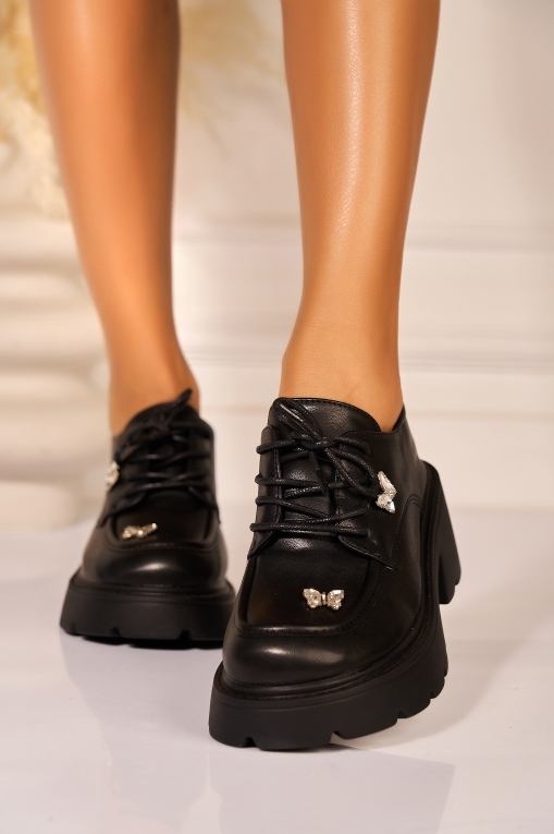 Pantofi dama casual Negri din Piele Ecologica Delsa - Img 3