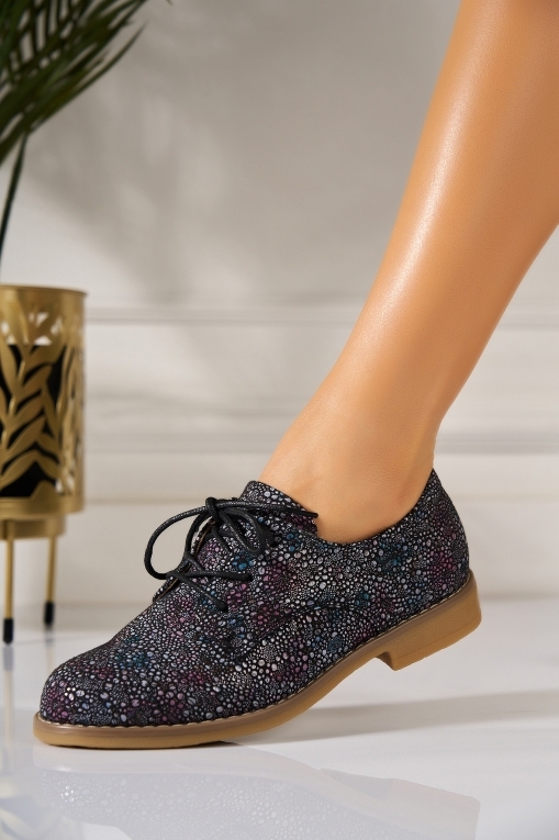 Pantofi dama casual Negri din Piele Ecologica Intoarsa Desina - Img 3