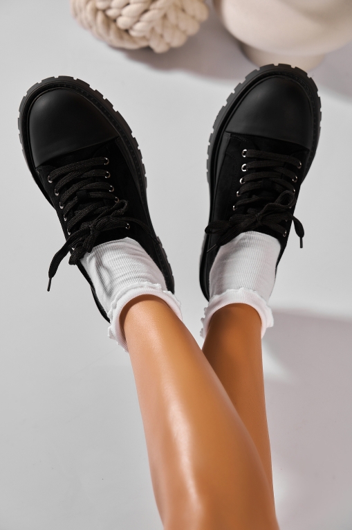Pantofi dama casual Negri din Piele Ecologica Intoarsa Maraki2 - Img 2