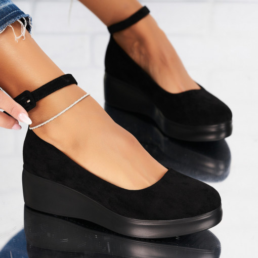 Pantofi dama casual Negri din Piele Ecologica Intoarsa Tamara2 - Img 2