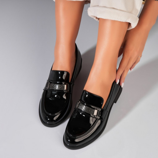 Pantofi dama casual Negri din Piele Ecologica Lacuita Mireya - Img 3