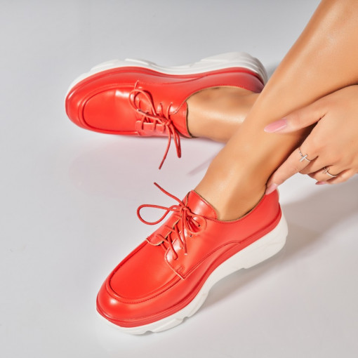 Pantofi dama casual Rosii din Piele Ecologica Sione - Img 2