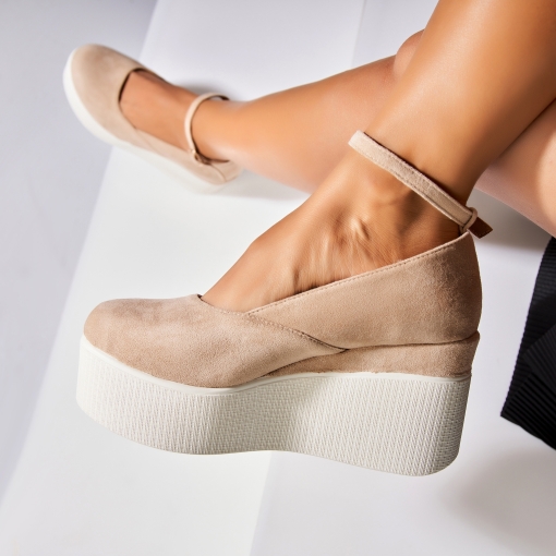 Pantofi dama cu platforma Kaki din Piele Ecologica Intoarsa Kynlie - Img 2