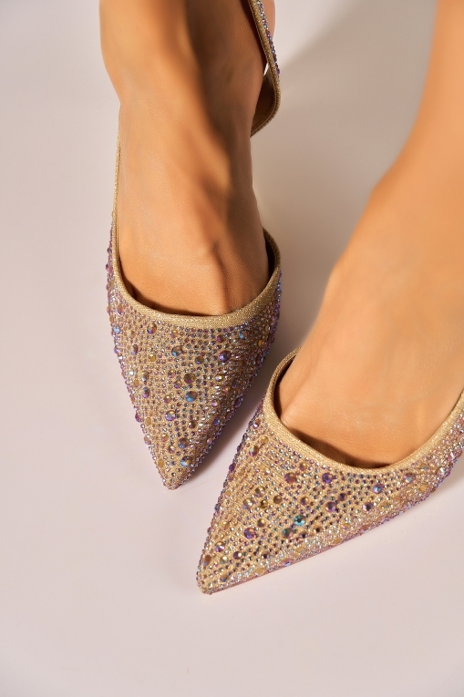 Pantofi dama eleganti Auriu din Glitter Aroya - Img 3