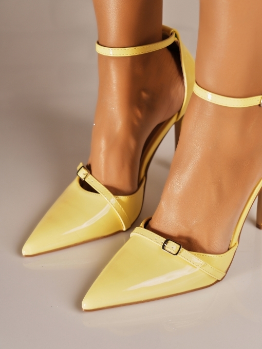 Pantofi dama eleganti Galbeni din Piele Ecologica Lacuita Avny - Img 2