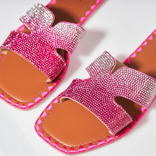 Papuci/Slapi Fucsia din Textil Ravina - Img 2