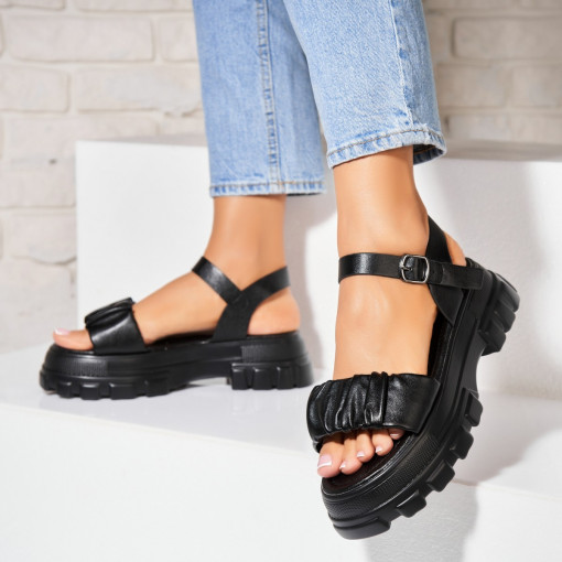 Sandale dama cu platforma Negre din Piele Ecologica Hymie - Img 3